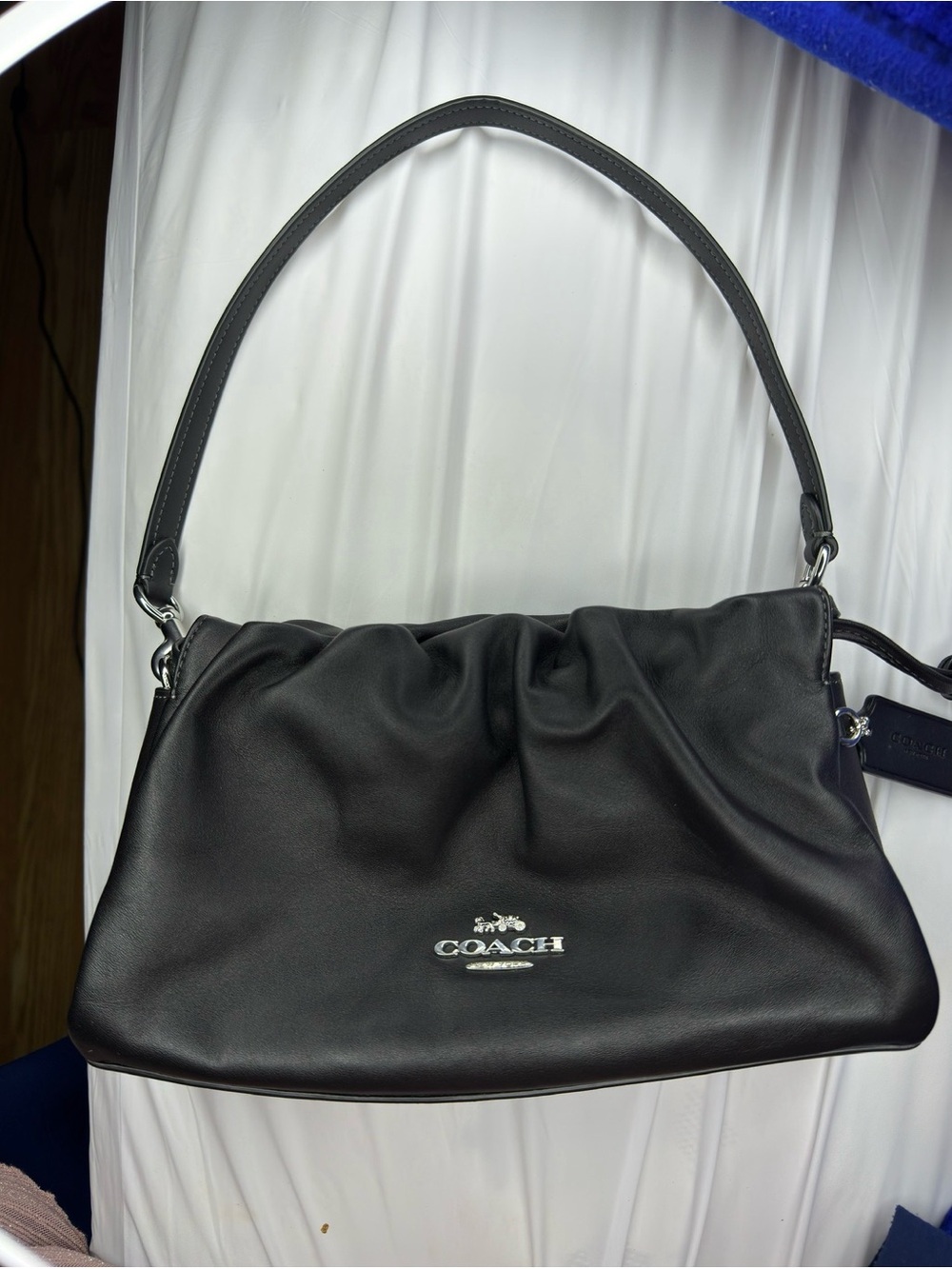Coach Faye Black Shoulder Bag with Silver Hardware